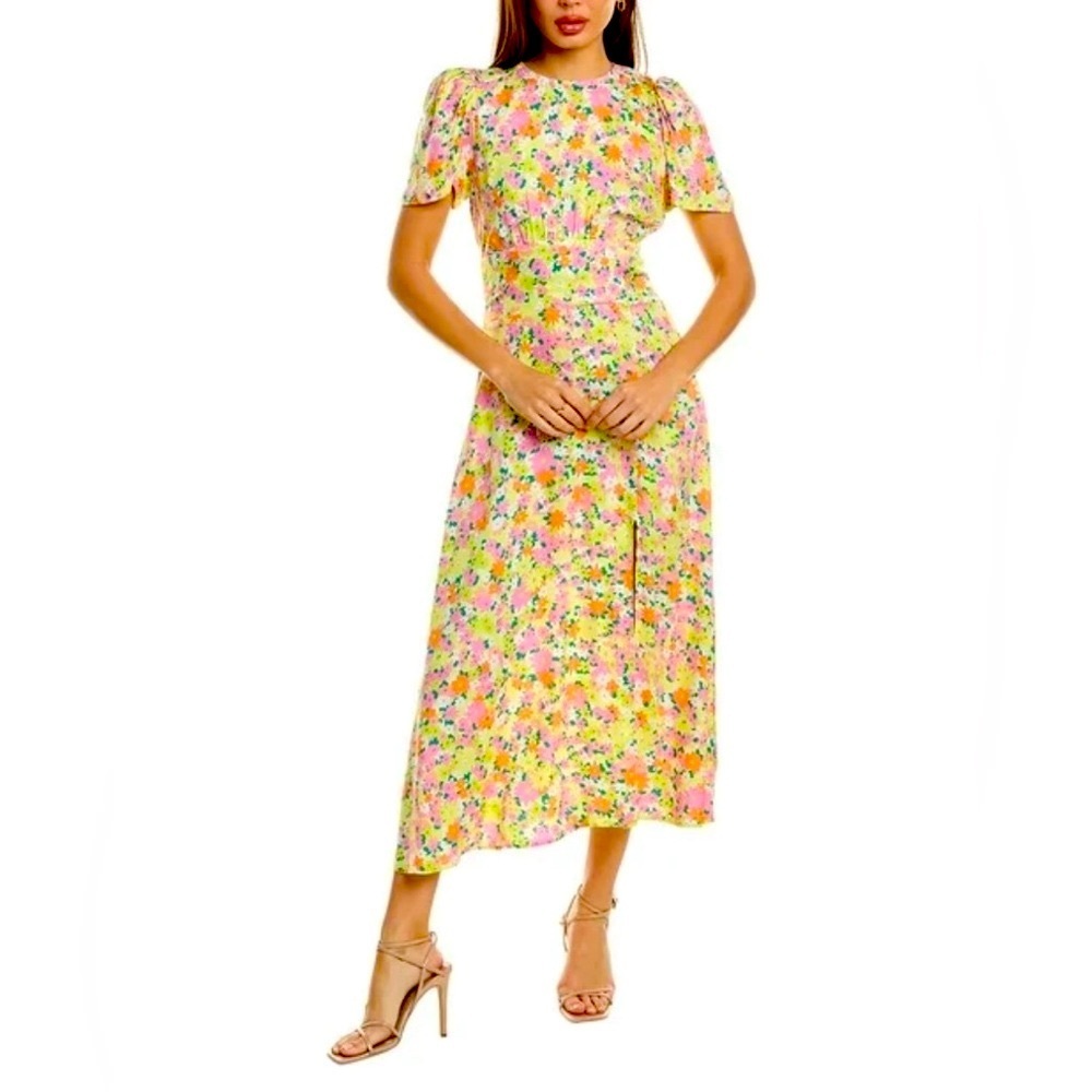 AFRM Jamie Open Back Midi Sundress in Pink and Yellow Floral